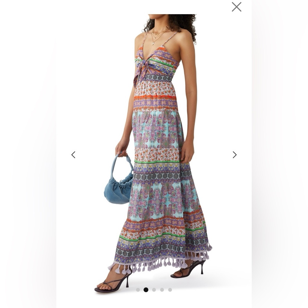 Alice and Olivia Minka Tie Front Maxi Dress Women's 4 Multi Printed Sleeveless